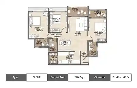 3 BHK 1082 SqFt